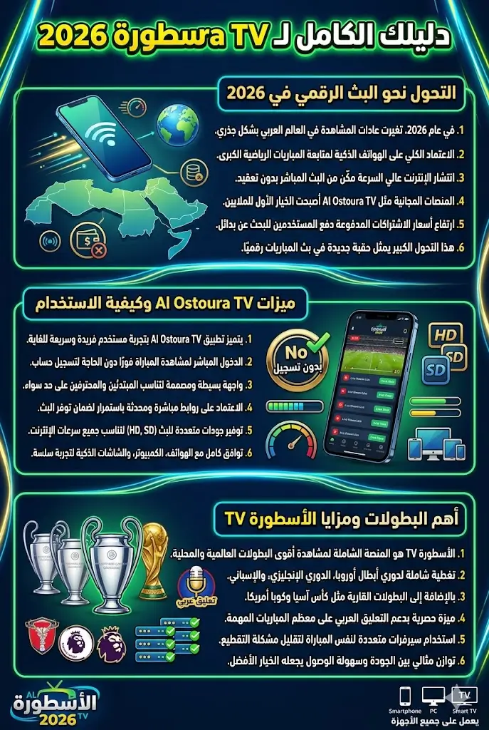 Al Ostora TV 2026 يعرض أحدث إصدار من أحدث نسخة من المزرعة.